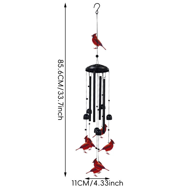 Cardinal Wind Chimes – Red Bird Metal & Crystal Outdoor Decor