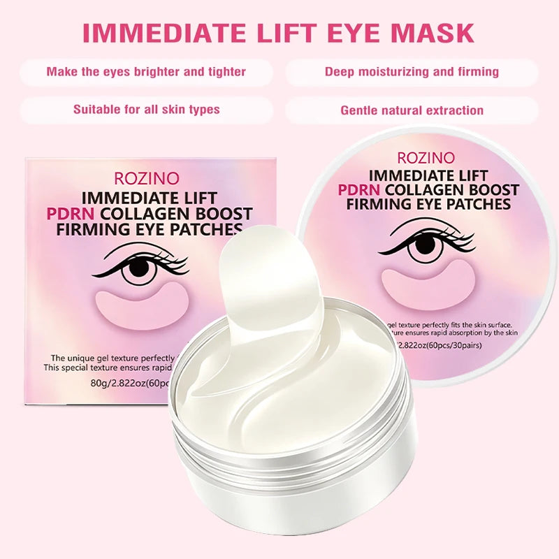 ROZINO 60-Pc PDRN Collagen Eye Patches – Lift & Brighten