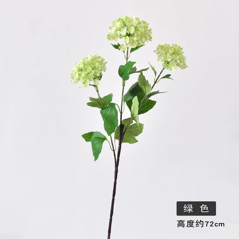 White Artificial Hydrangea Stem | 3-Head Faux Floral Branch
