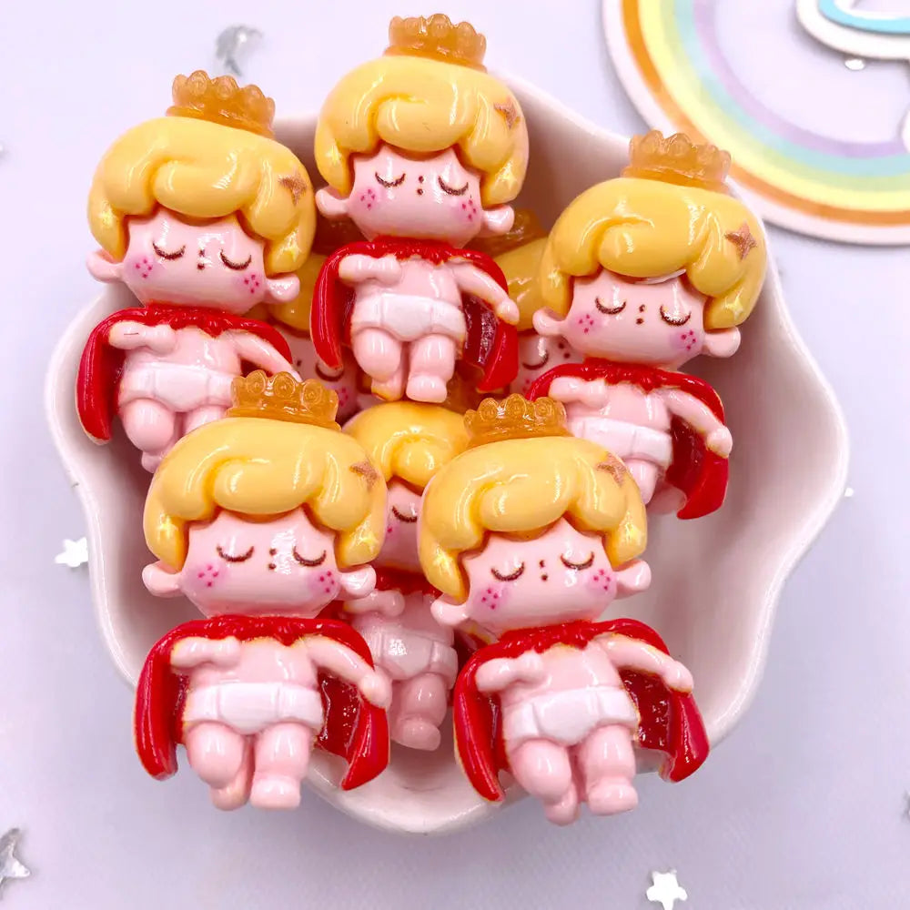 Resin Kawaii Princess & Prince Flatback Figurines – 6PC Craft
