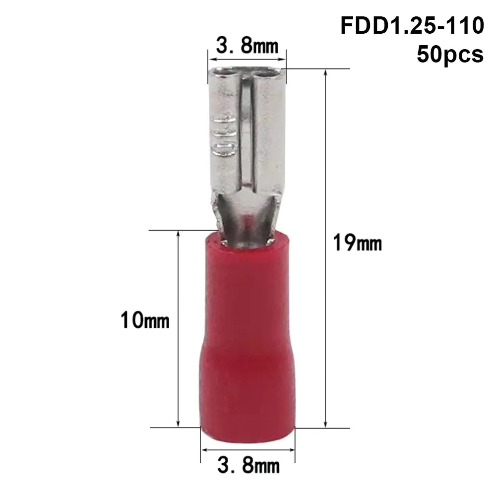 50-Pack Insulated Crimp Spade Terminal Connectors 2.8/4.8/6.3mm
