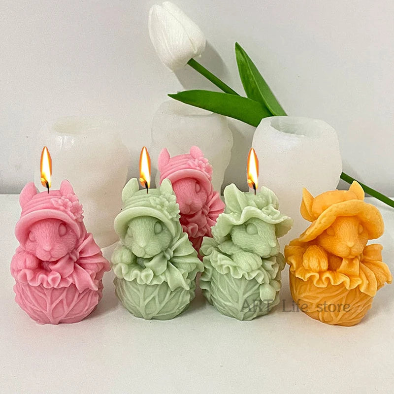3D Rabbit Flower Silicone Mold – DIY Soap, Candle & Resin