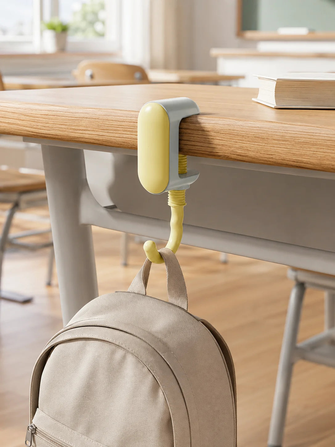 Adjustable Clamp-On Desk Bag Hook – No-Drill Rotating Hanger
