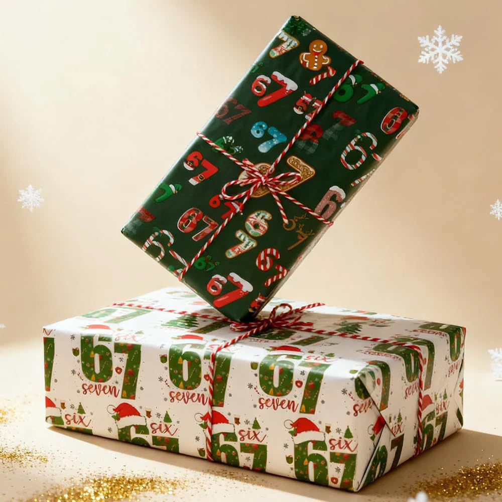 Funny "67" Christmas Wrapping Paper – Gag Gift Wrap 2 Sheets