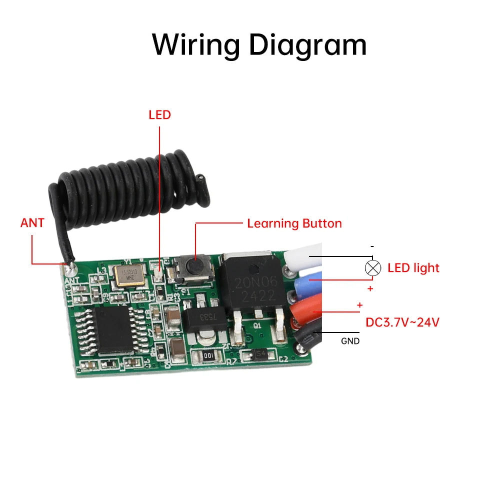 433MHz RF Wireless Module DC 3V–24V | Transmitter & Receiver