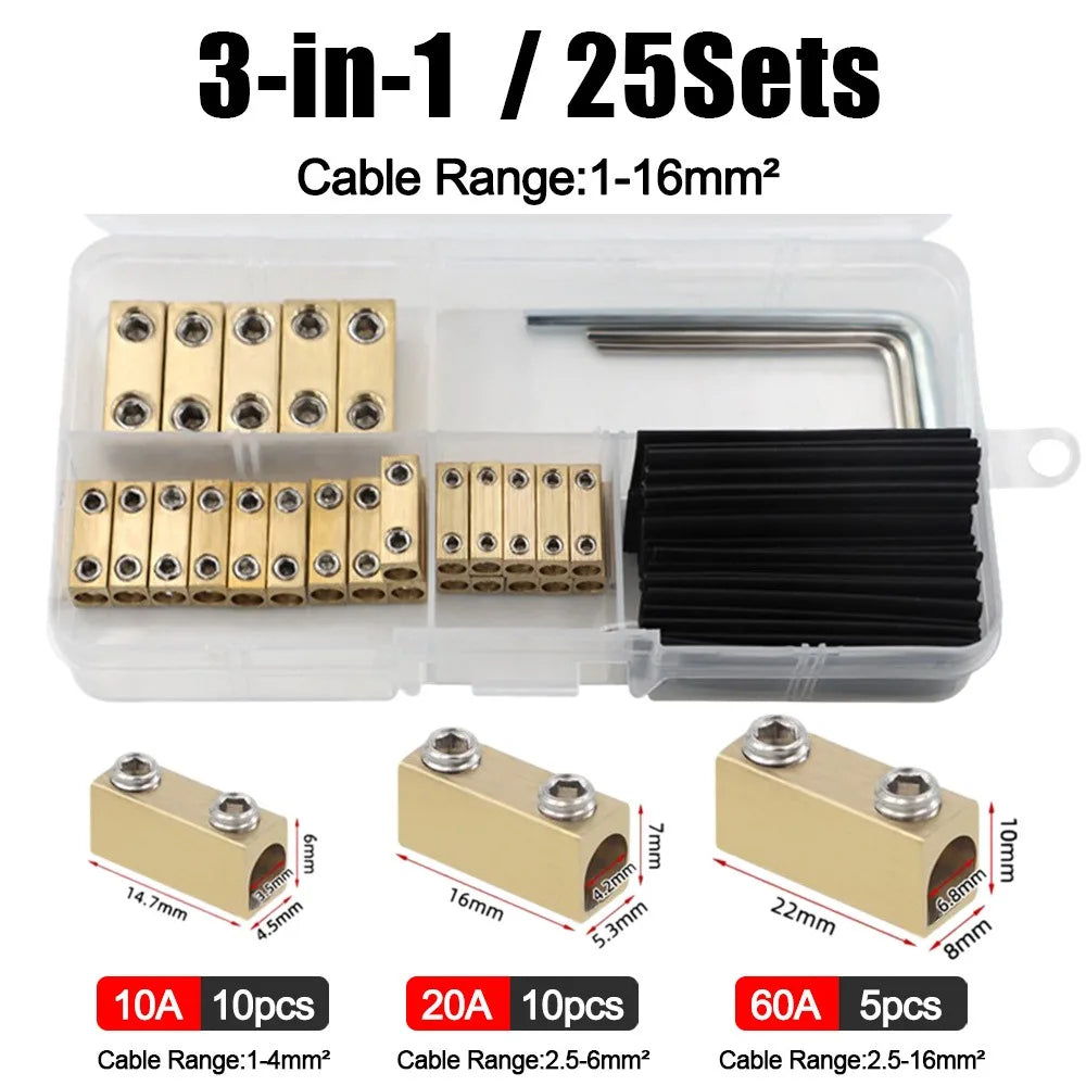 Brass Waterproof Terminal Block Set with Heat Shrink Tubing