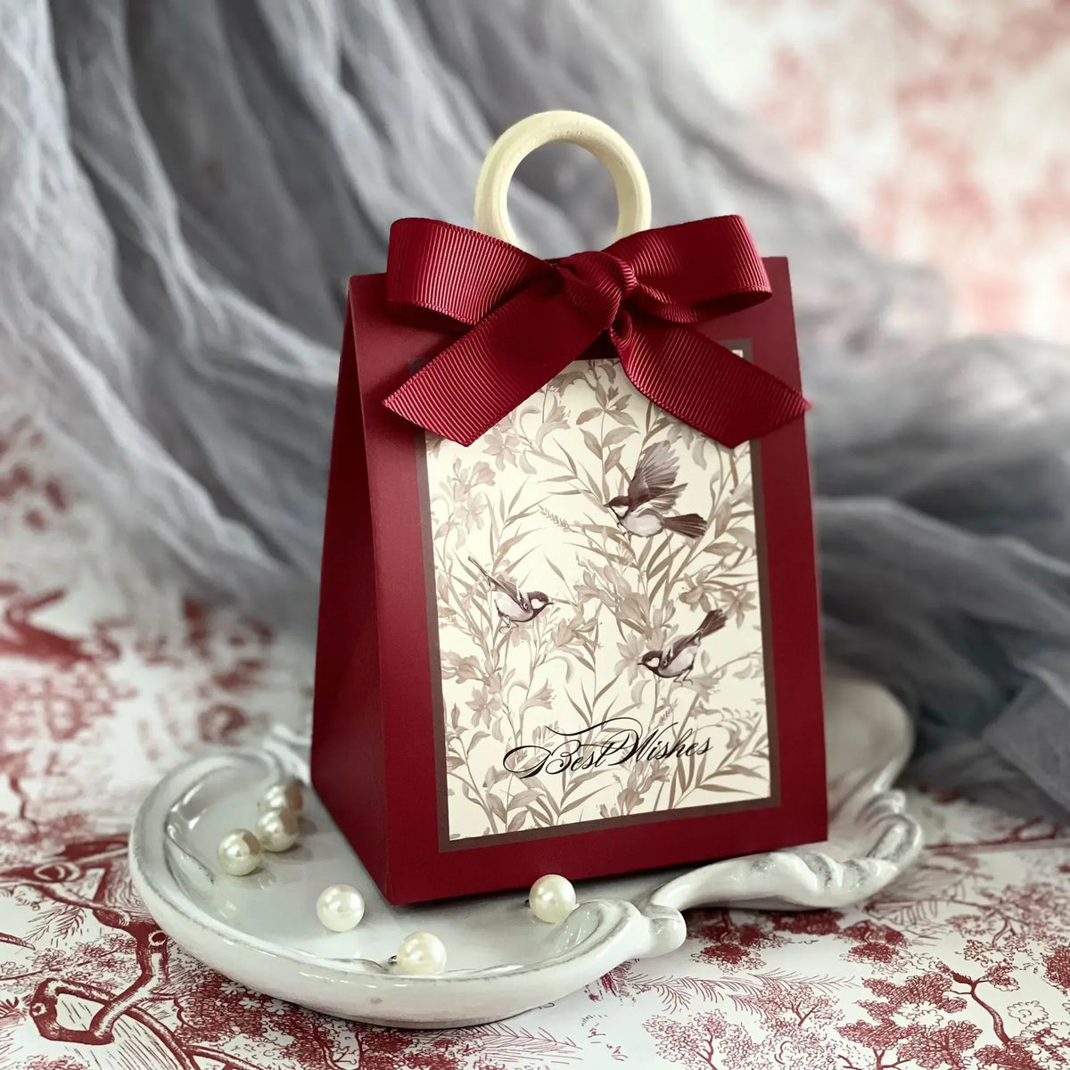 Floral Birds Forest Wedding Candy Gift Box | DIY Kraft Paper