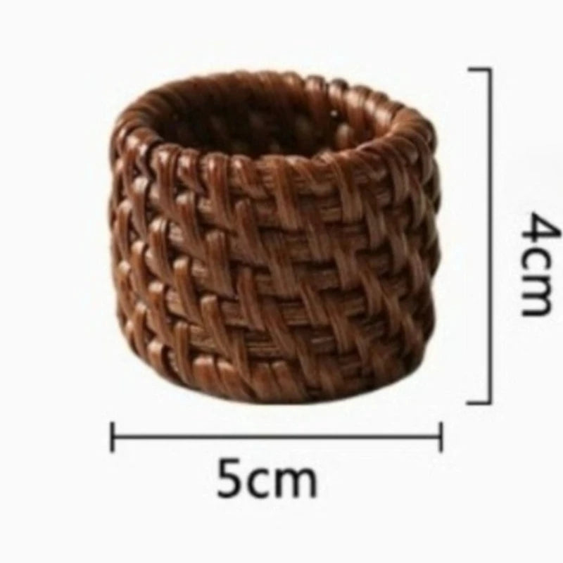 Handwoven Rattan Napkin Rings – Rustic Minimalist Table Decor