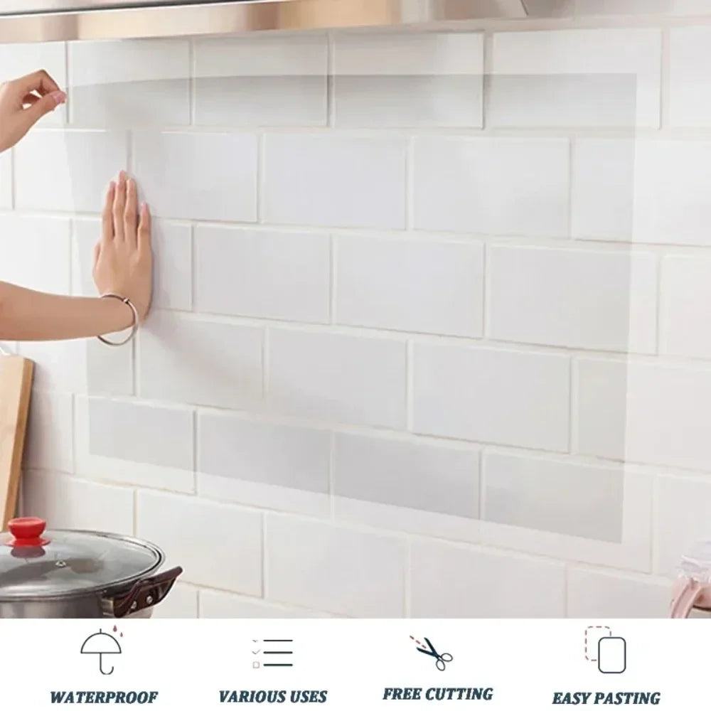 Kitchen Backsplash Protector Film – Oil & Waterproof Wall Sticker