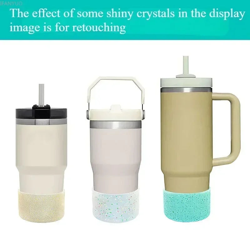 Silicone Glitter Bottle Bottom Sleeve – Anti-Slip Tumbler Cover