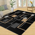 Modern Abstract Green Leaves Gold Circle Area Rug – Non-Slip