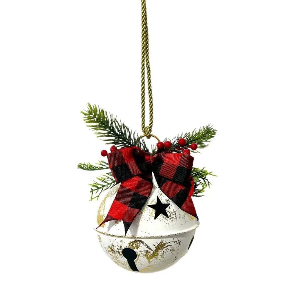 Vintage Metal Christmas Bell Ornament | Holiday Hanging Decor