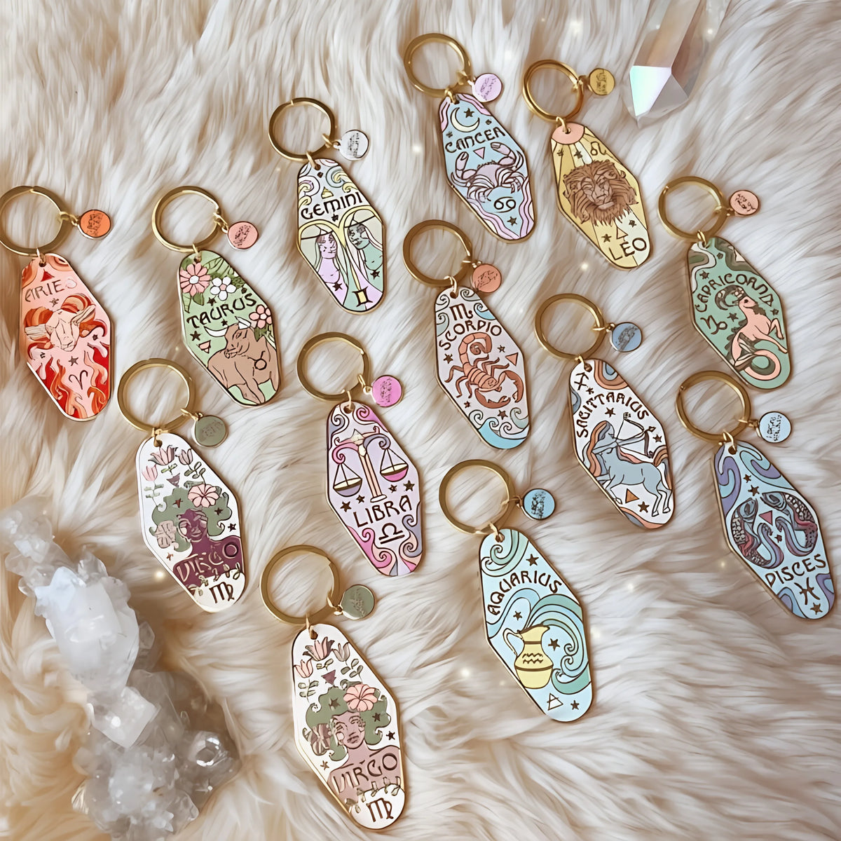 Zodiac Constellation Enamel Metal Keychain | Horoscope Gift