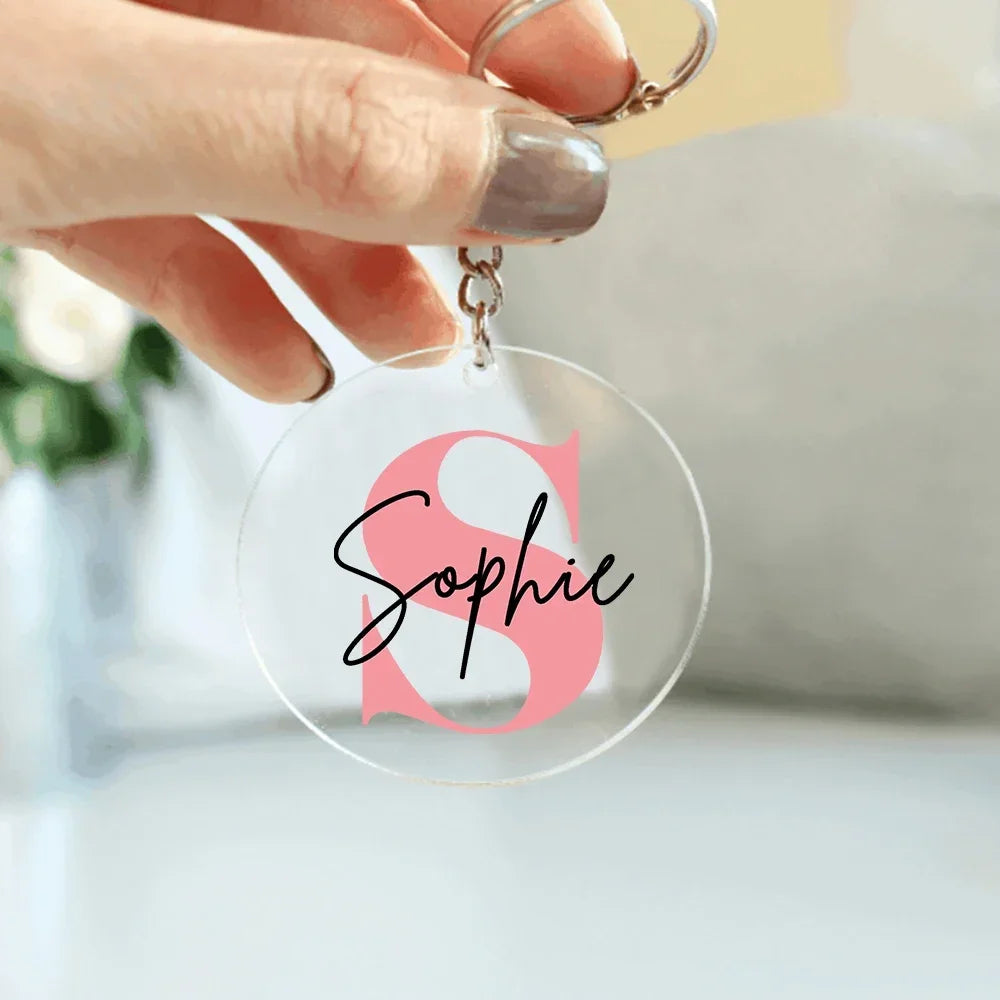 Personalized Initial Letter Acrylic Keychain | Custom Name Gift