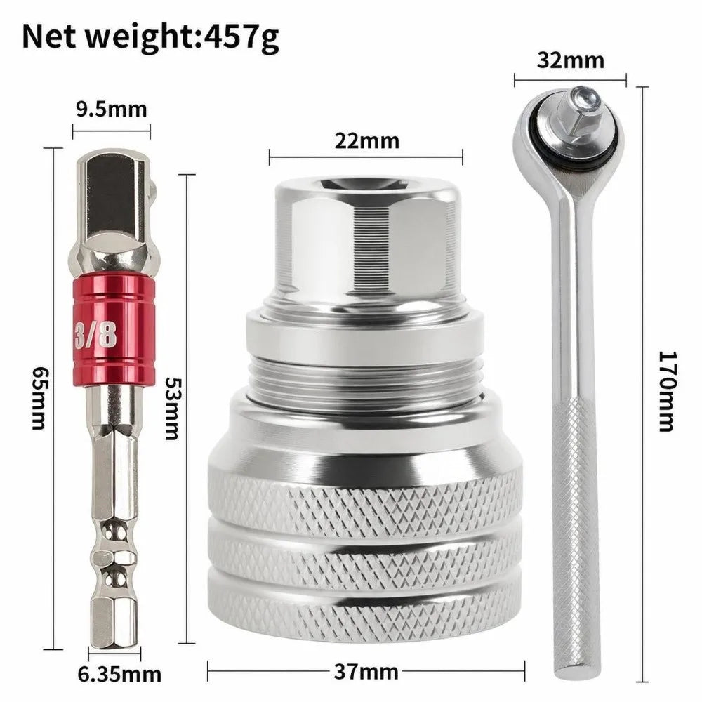 Universal Socket Wrench Set 10–19mm | Adjustable 3/8" Adapter