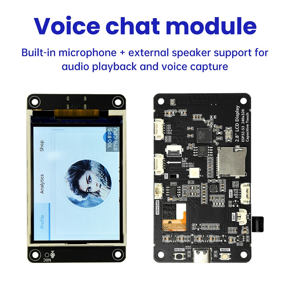 ESP32-S3 Dev Board – 2.8" TFT Touch Display | WiFi & BT