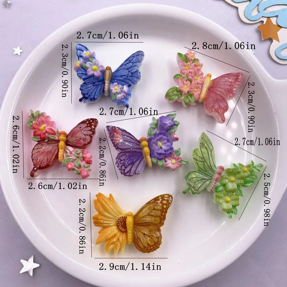 10-Pack Glitter Flower Butterfly Flatback Rhinestone Appliqués