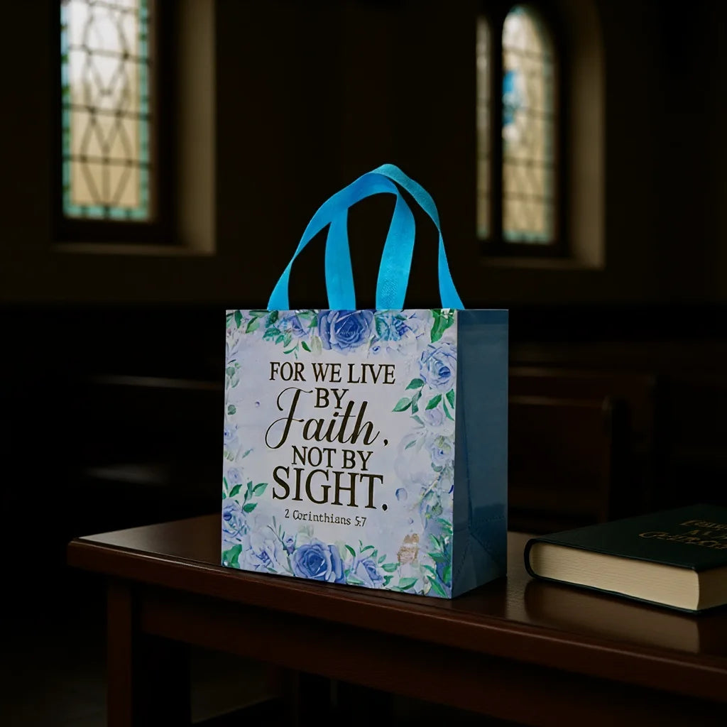 Bible Verse Floral Non-Woven Gift Tote Bag | Holiday Christmas