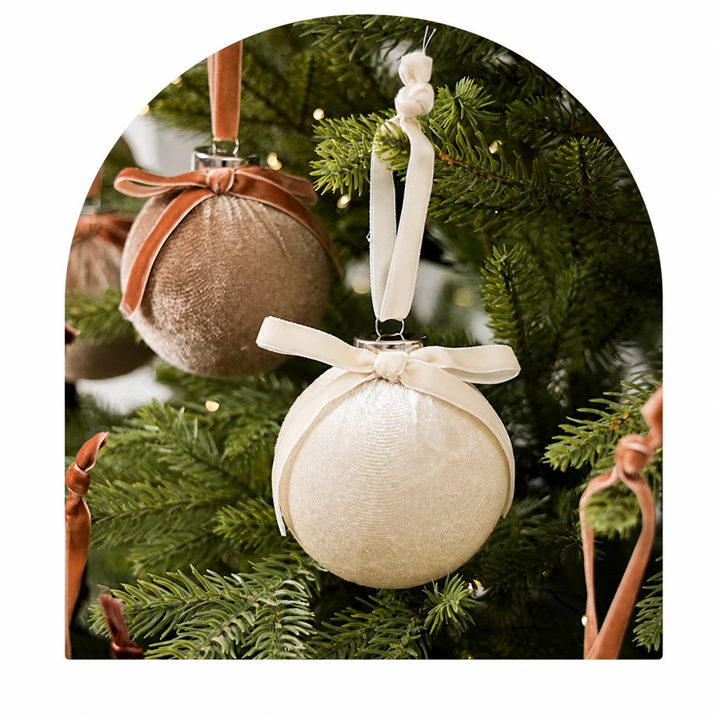 15-Pc Velvet Christmas Ball Ornaments Set with Bowknot