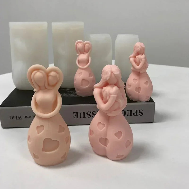 3D Mother & Child Silicone Mold – Candle, Soap & Resin DIY