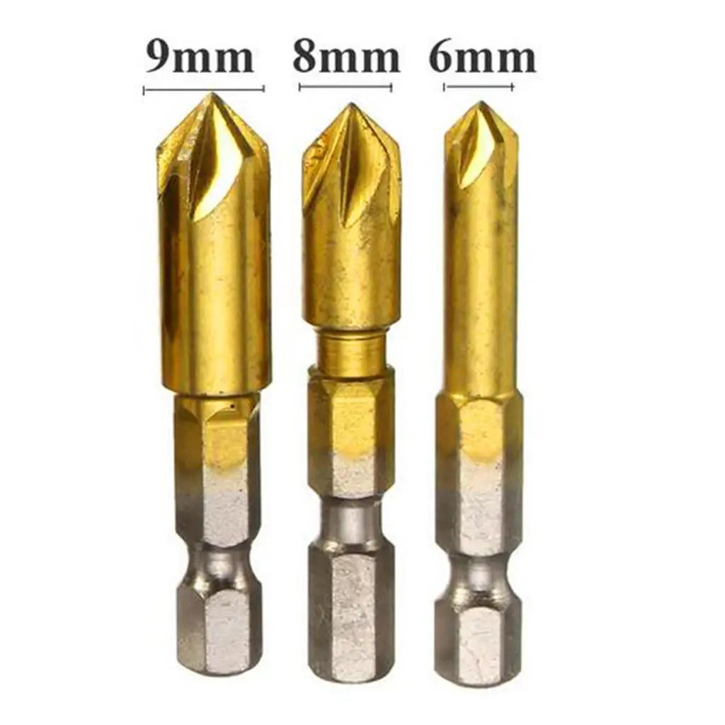 HSS Countersink Drill Bit Set – 1/4" Hex Shank 5 Flute 90°