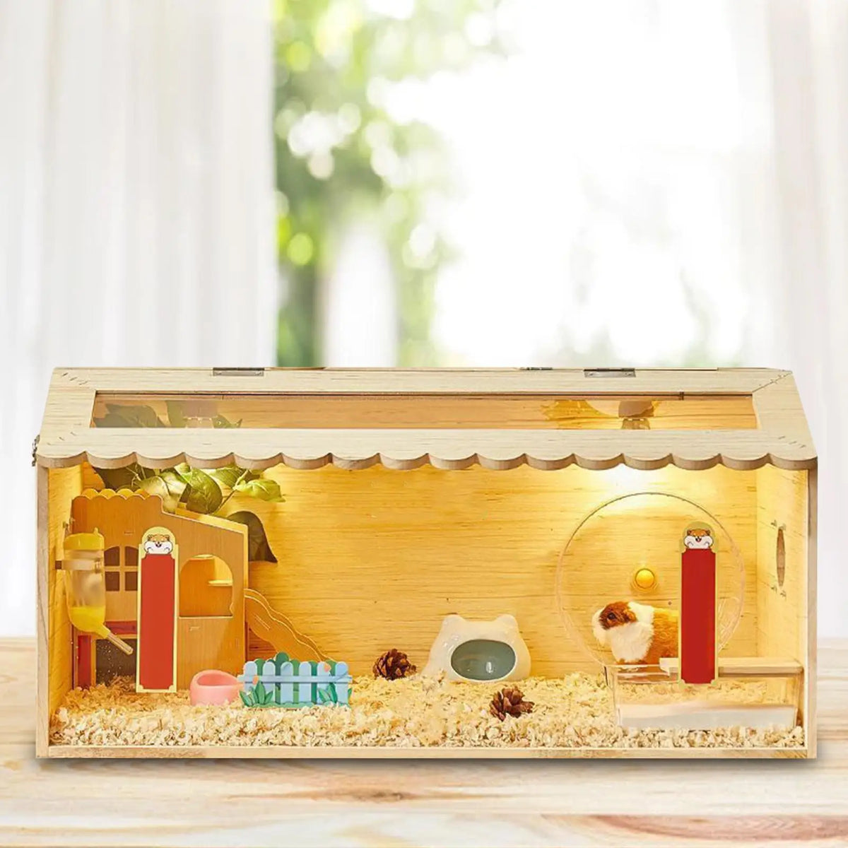 Wooden Brooder Box – Acrylic Panoramic View for Chicks & Pets