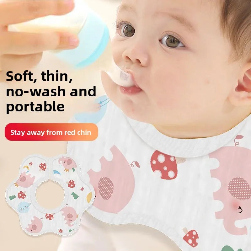Disposable 360° Waterproof Baby Drool Bibs – 10 Pack