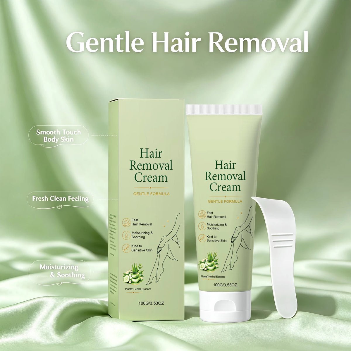 Herbal Depilatory Cream – Legs, Arms & Underarms + Scraper