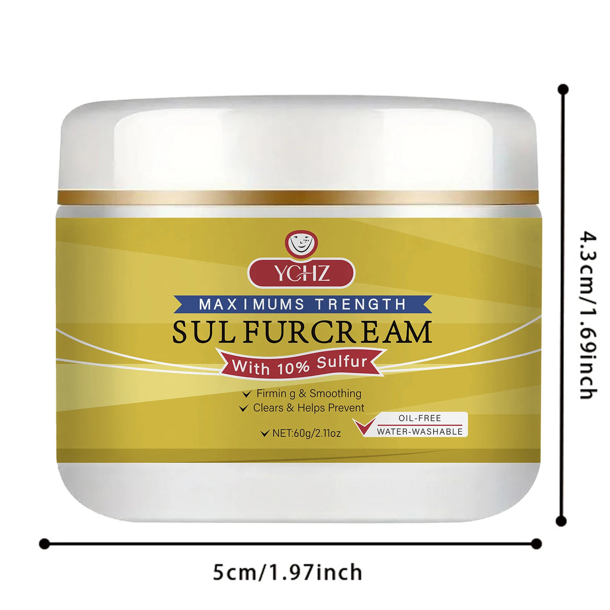 YCHZ Sulfur Face Cream – Brightening & Moisturizing 60g