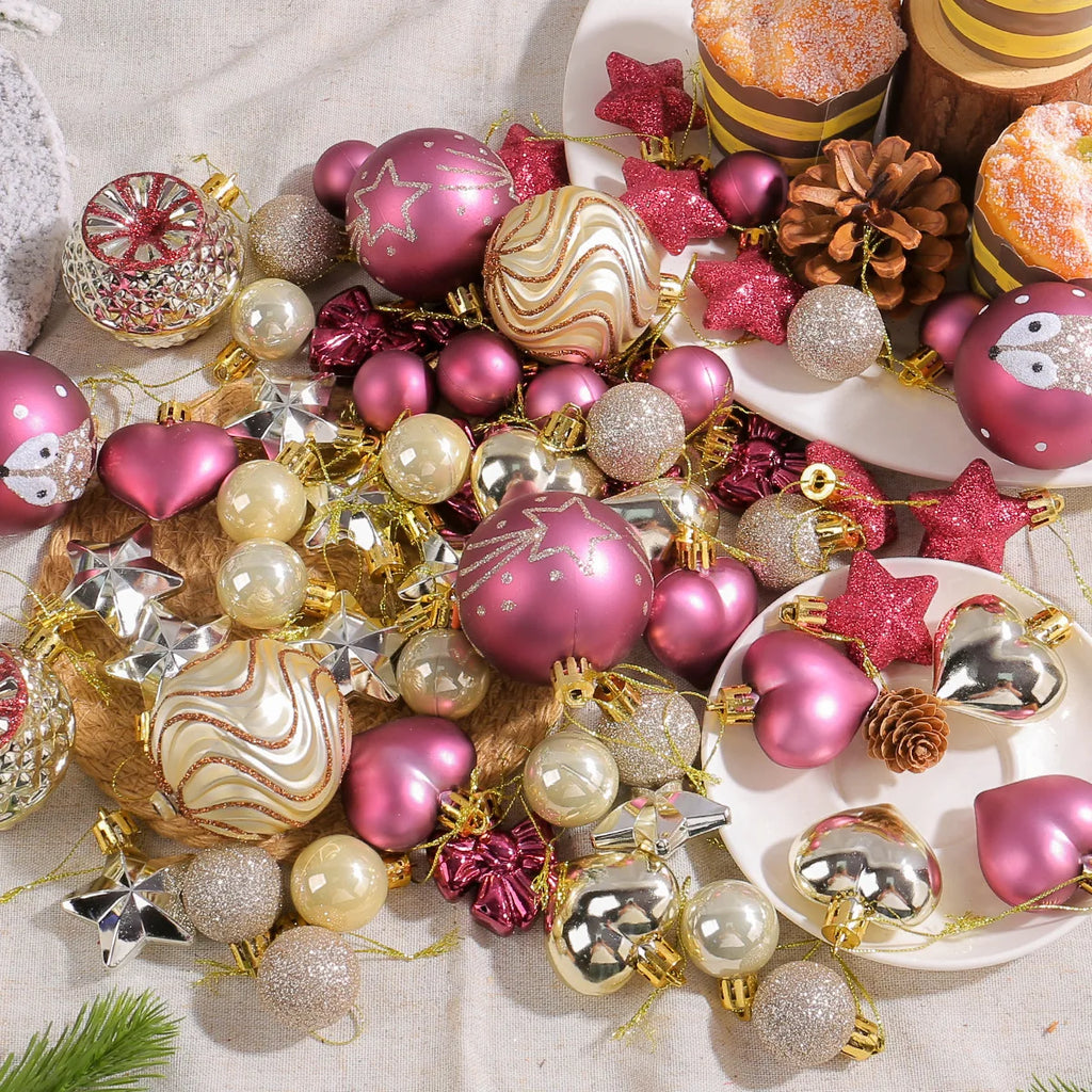 65-Piece Christmas Ball Ornament Set with Gift Box