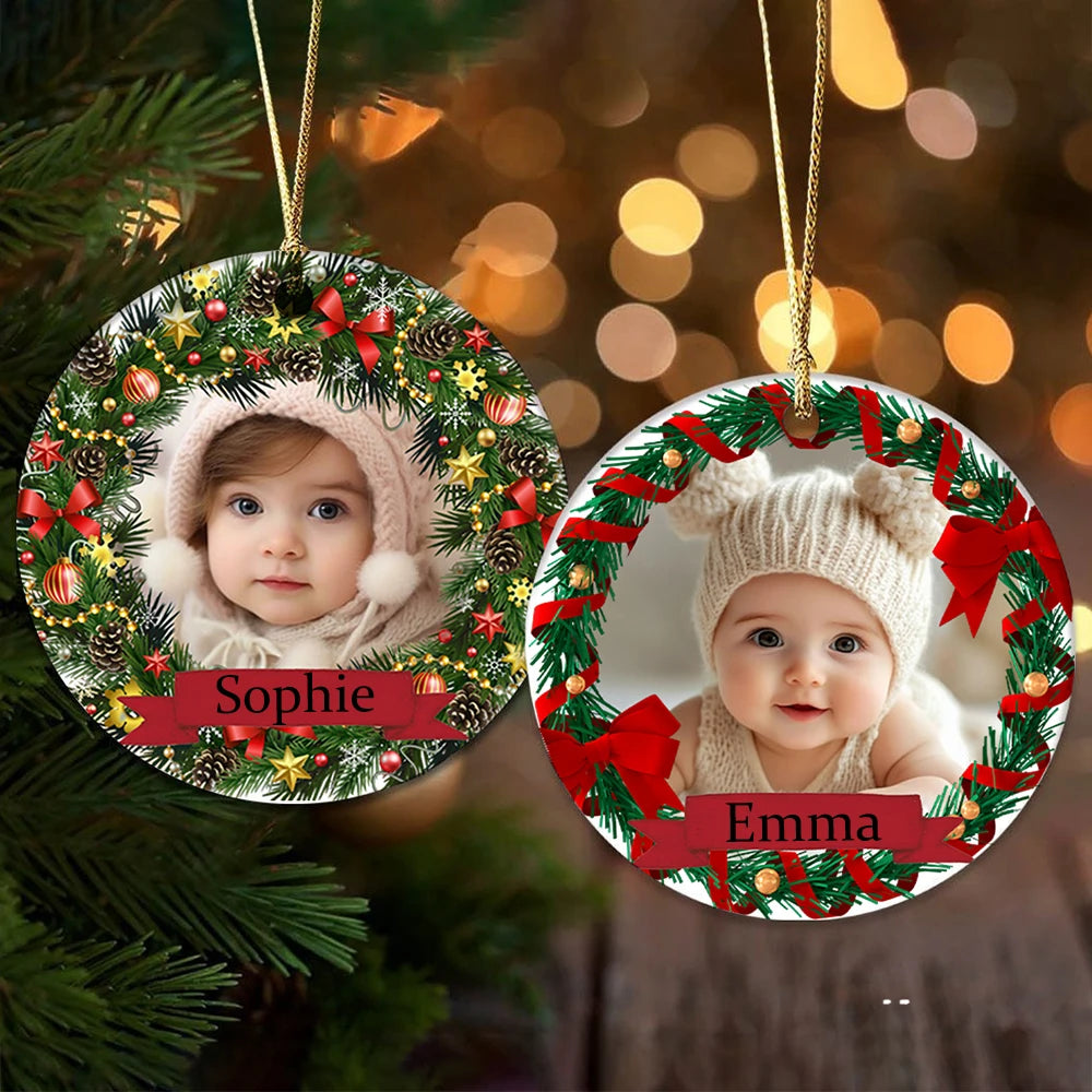 Personalized Baby's 1st Christmas Ceramic Photo Ornament