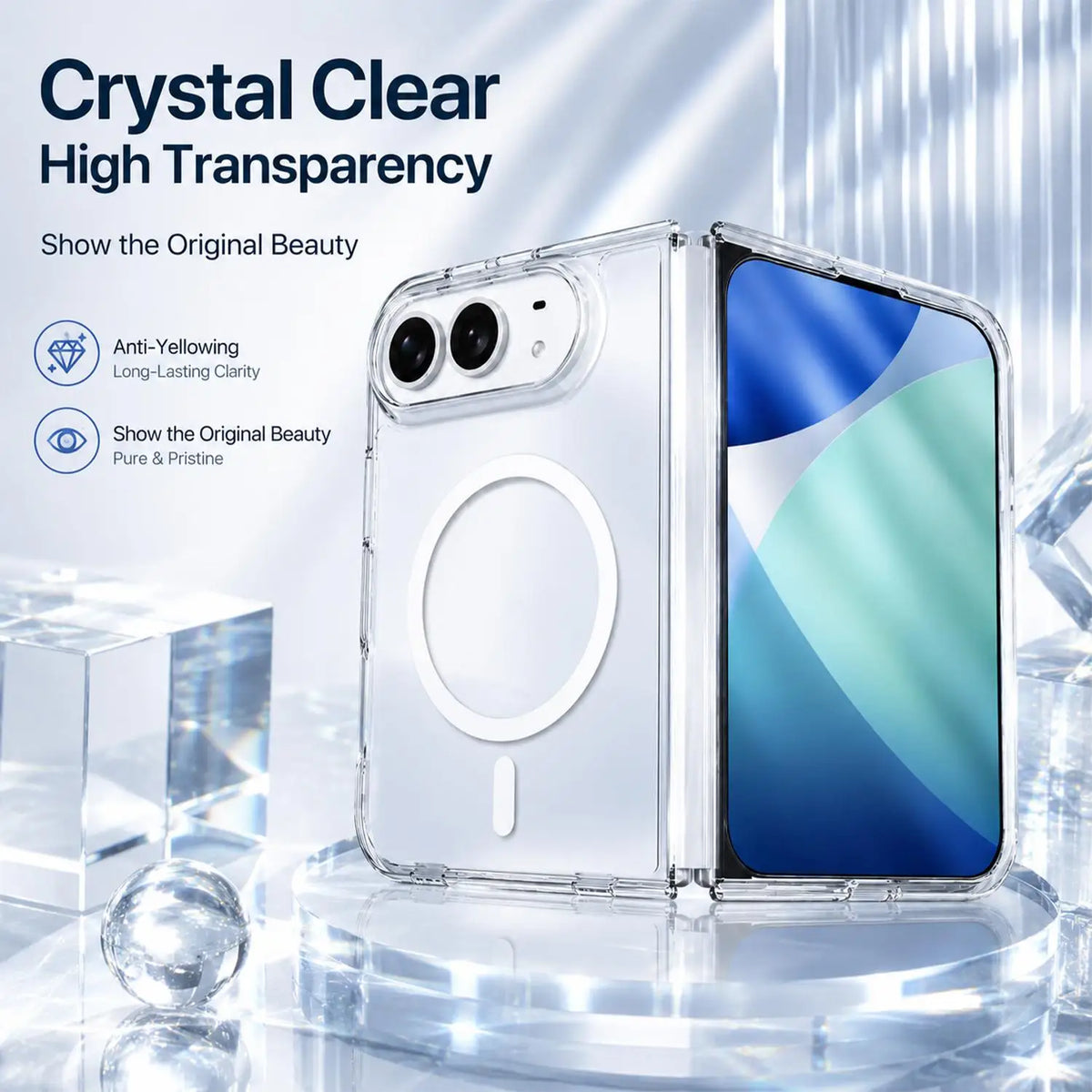 Clear MagSafe Case for iPhone 18 Ultra – PC+TPU Magnetic Cover