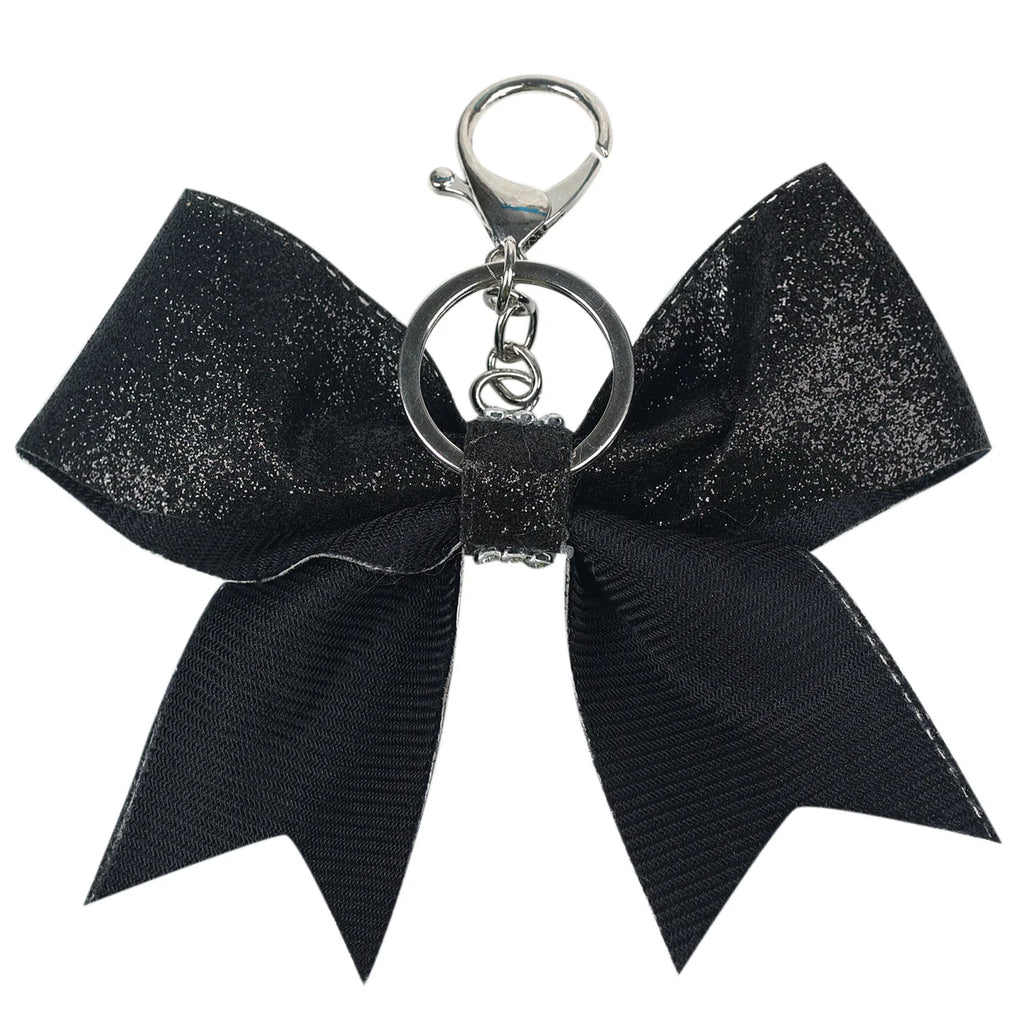 Glitter Grosgrain Hair Bow Key Ring – 12cm Sparkling Bow