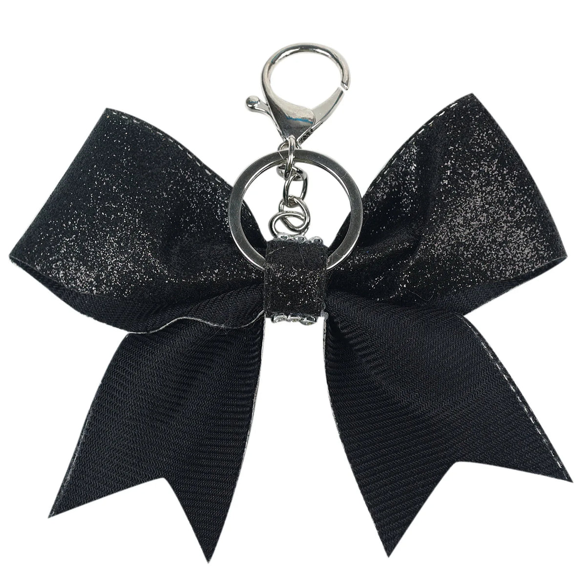 Glitter Grosgrain Hair Bow Key Ring – 12cm Sparkling Bow