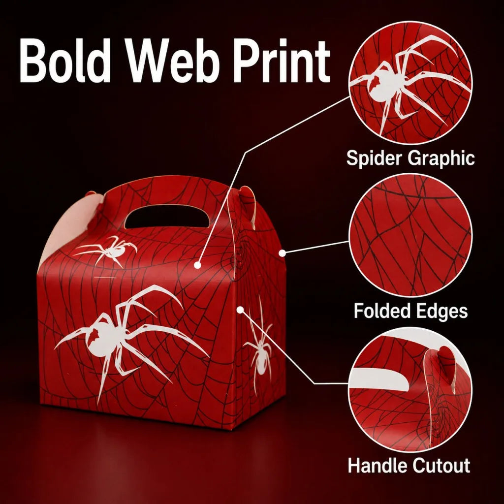 Halloween Spider Gift Boxes with Handle – 50pcs Pack