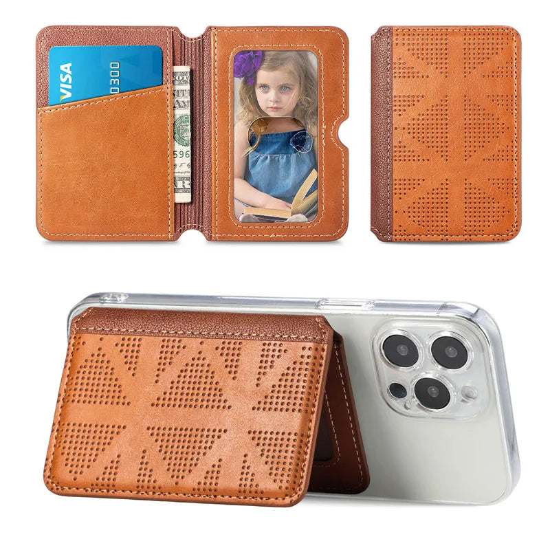 Magnetic PU Leather Card Holder Wallet Sticker for Smartphones