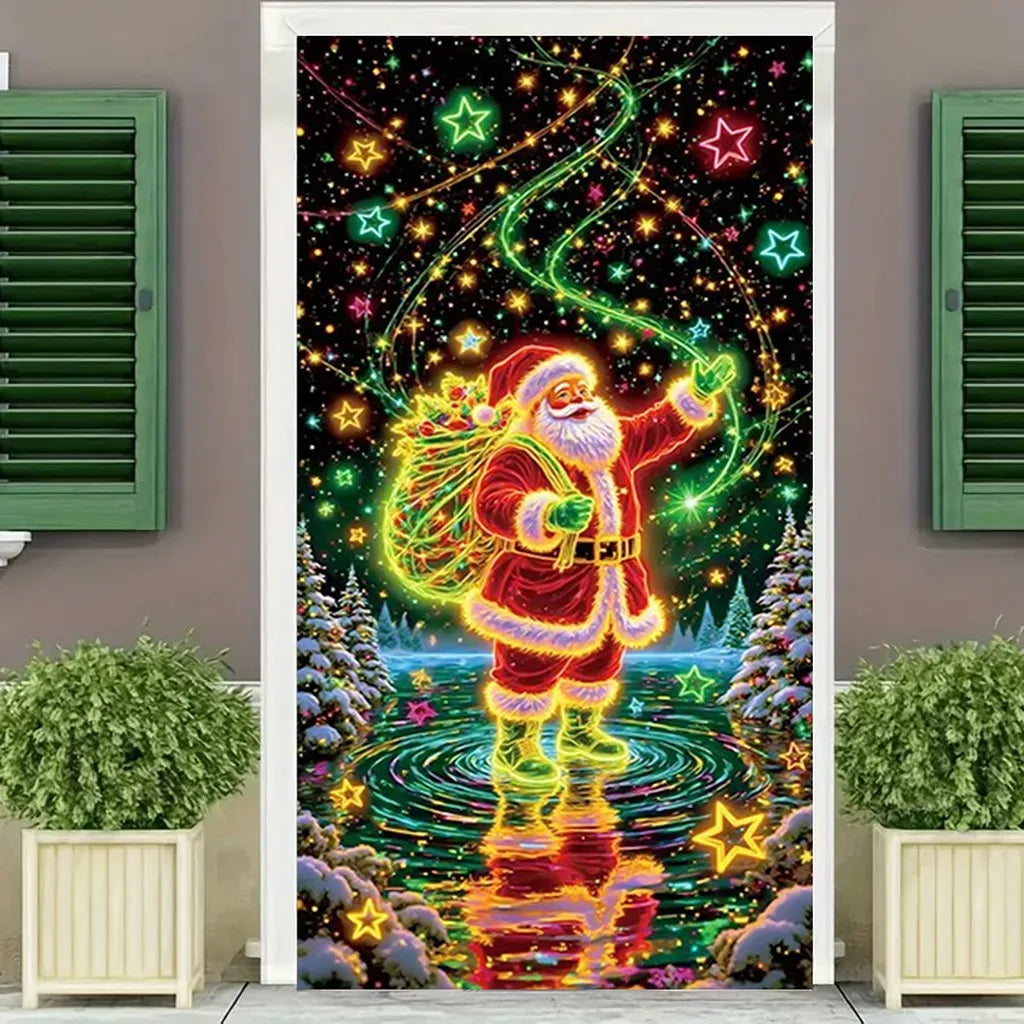 Neon Effect Christmas Tapestry Wall Hanging Banner 90x180cm