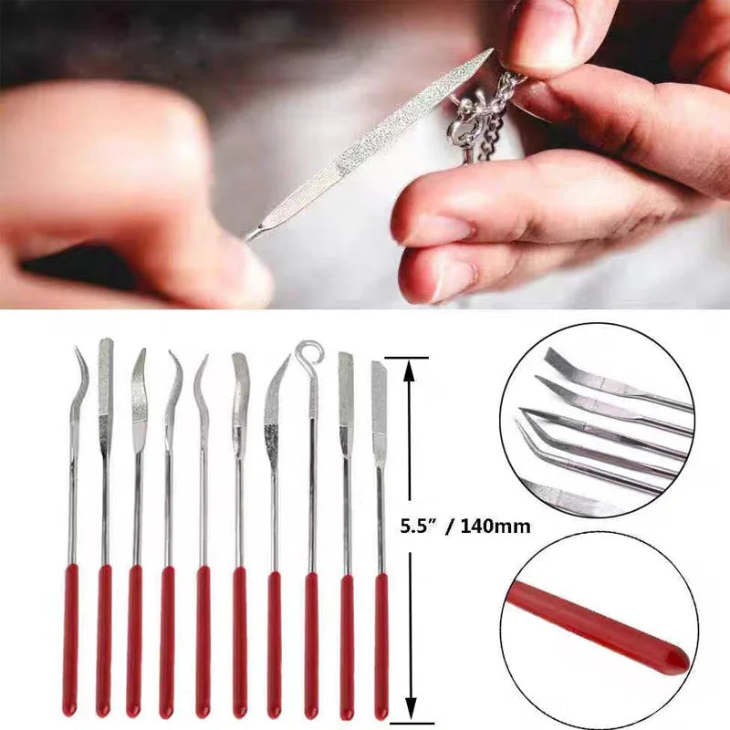 10-Piece Emery File & Burr Set – Metal Mould Glass Grinding