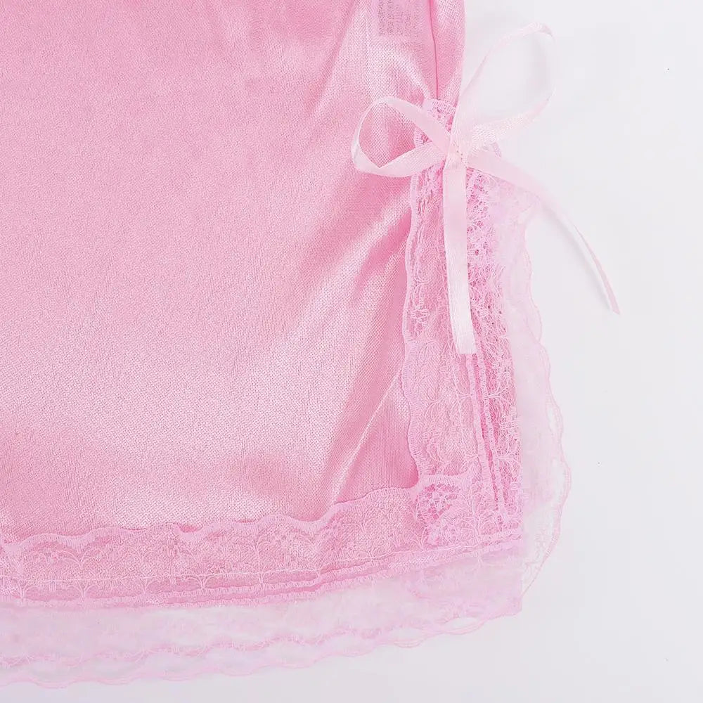 Lace Camisole Bowknot Patchwork Nightgown – Women's Nightwear
