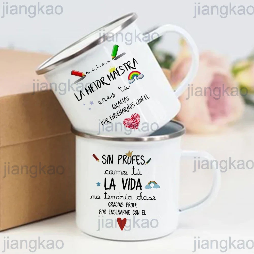 Spanish Vintage Enamel Mug – Teacher Appreciation Gift
