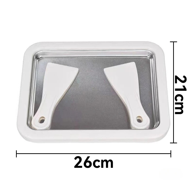 Rolled Ice Cream Maker Plate with 2 Scrapers | No-Power