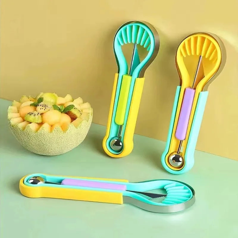 3-in-1 Stainless Steel Watermelon Cutter, Baller & Carving Tool
