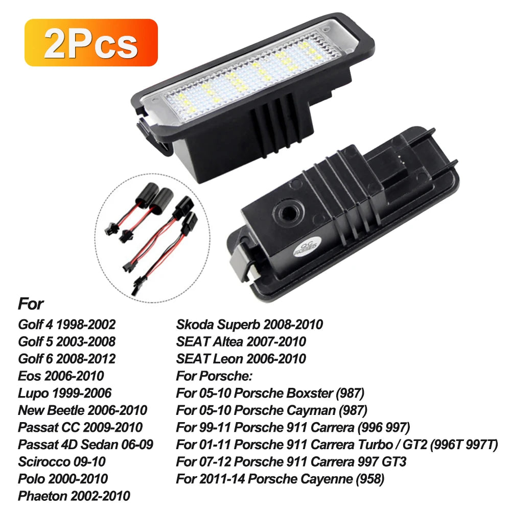 2-Pack Canbus LED License Plate Light for VW Golf Jetta Passat