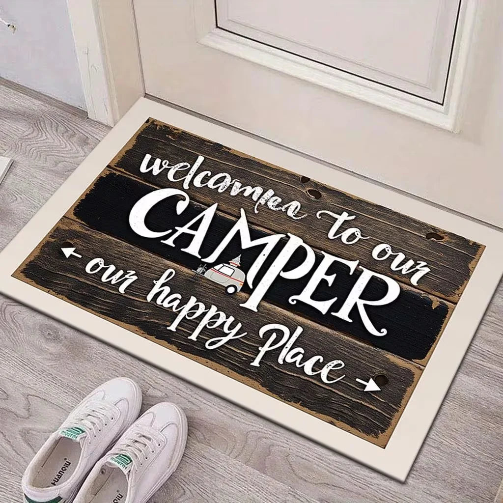 Camper Welcome Mat – Non-Slip Washable Entryway Rug