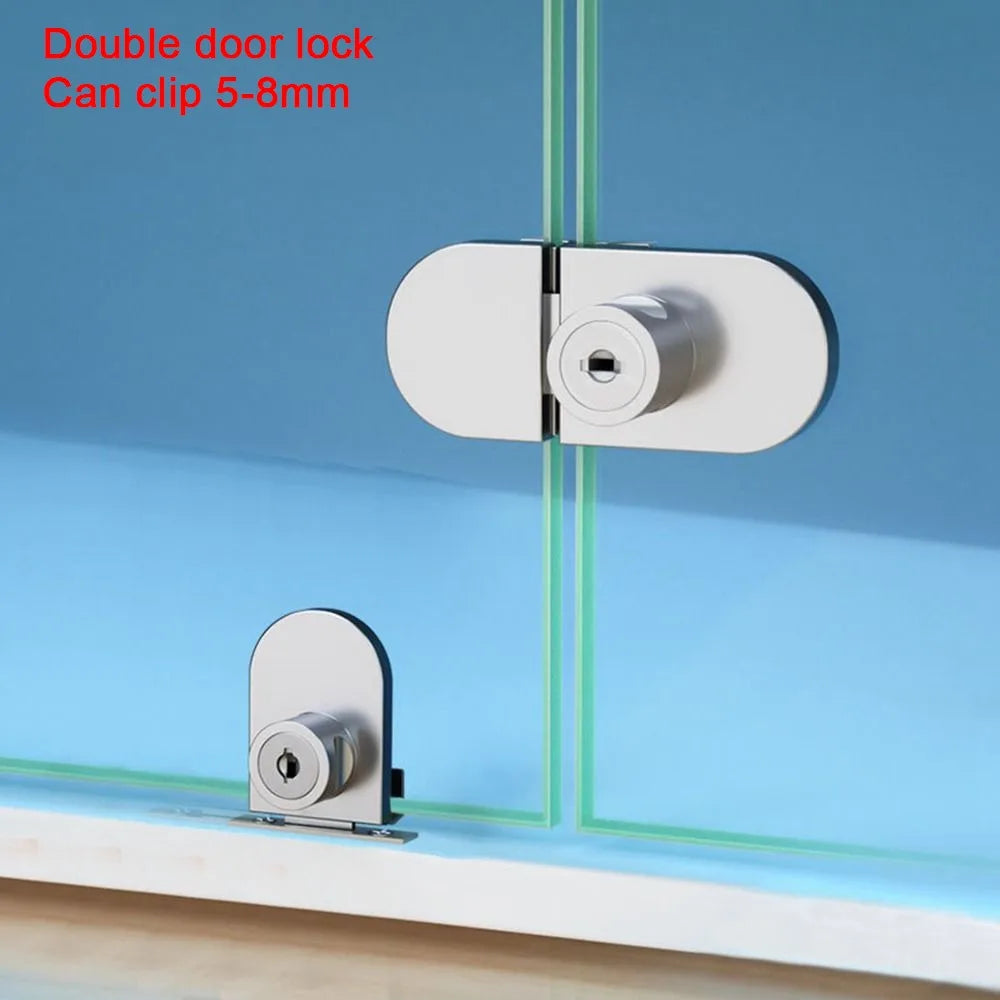 Punch-Free Glass Cabinet Door Lock | Zinc Alloy Sliding Lock
