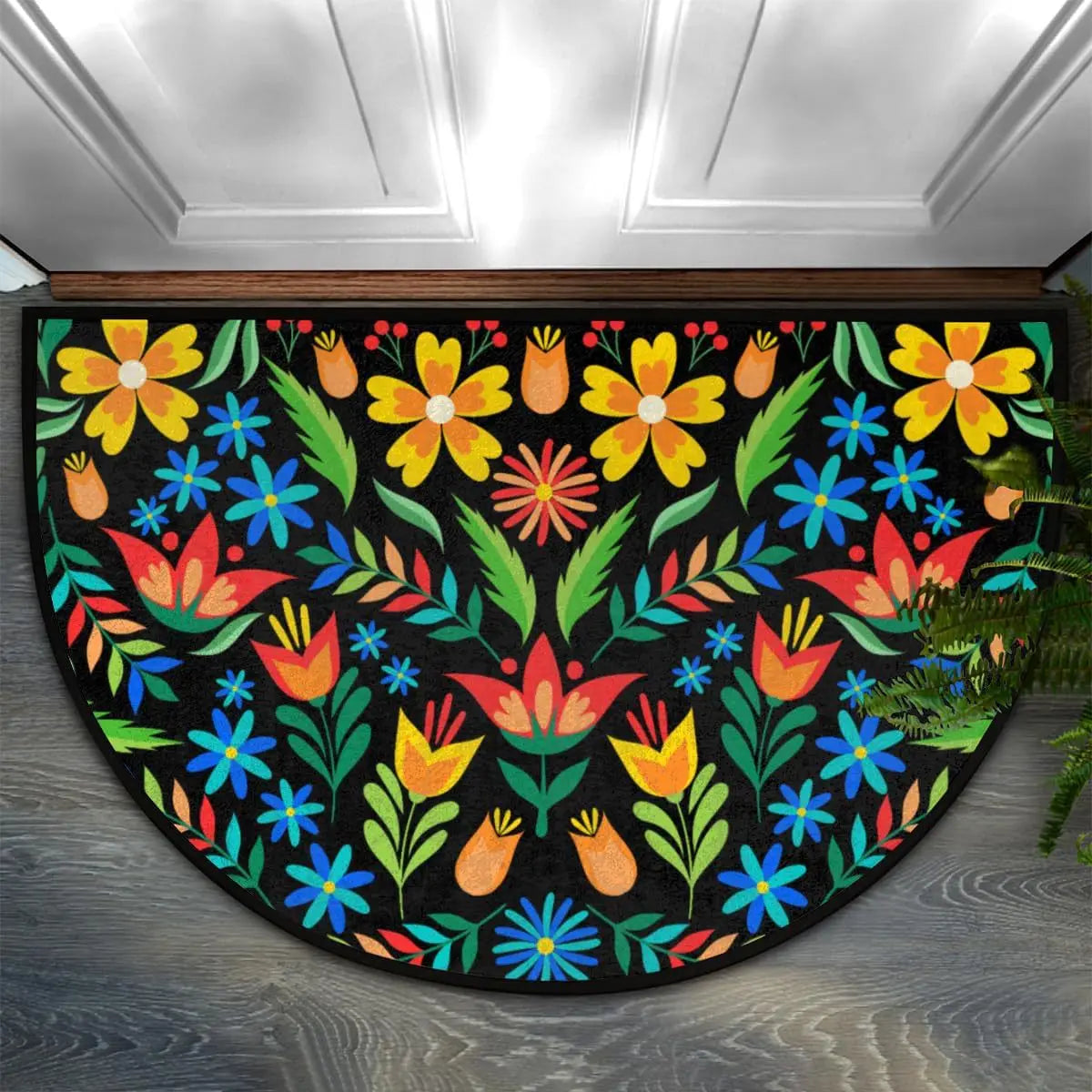 Semi-Circular Non-Slip Doormat – Indoor & Outdoor Entrance Rug