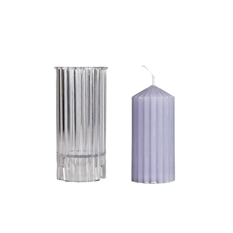 3D Stripe Cylinder Candle Plastic Mold – DIY Geometric Kit