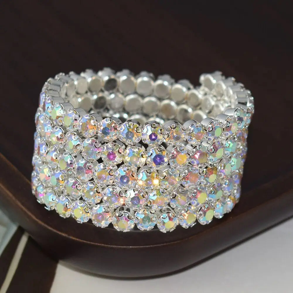 Crystal Rhinestone Bridal Bracelet – 3 & 5 Row Wedding Cuff