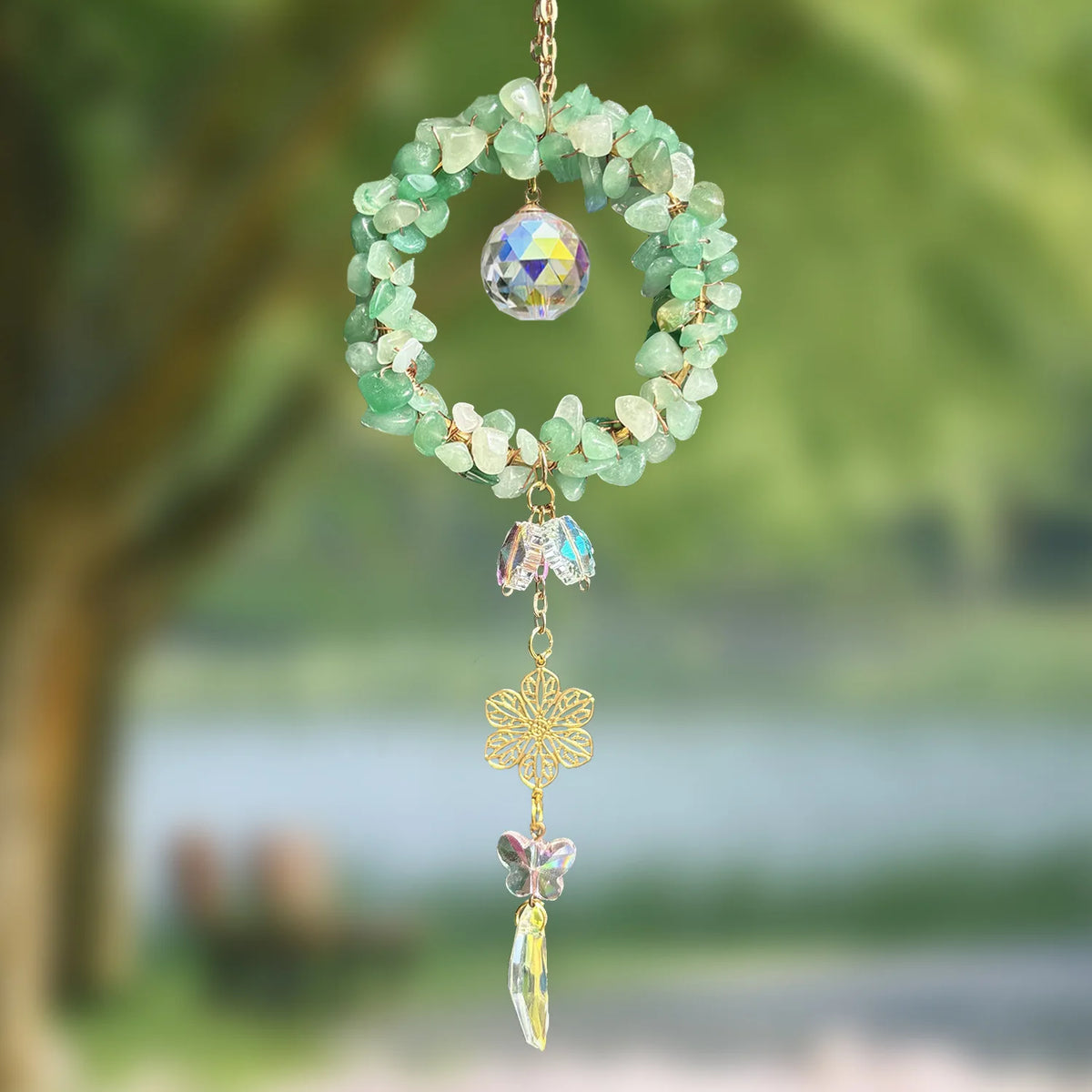 Natural Crystal Suncatcher Rainbow Prism Window & Car Ornament
