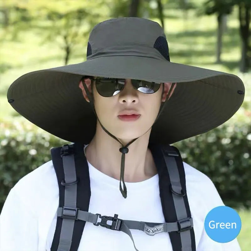15cm Wide Brim UV Sun Hat – Foldable Breathable Mesh Cap